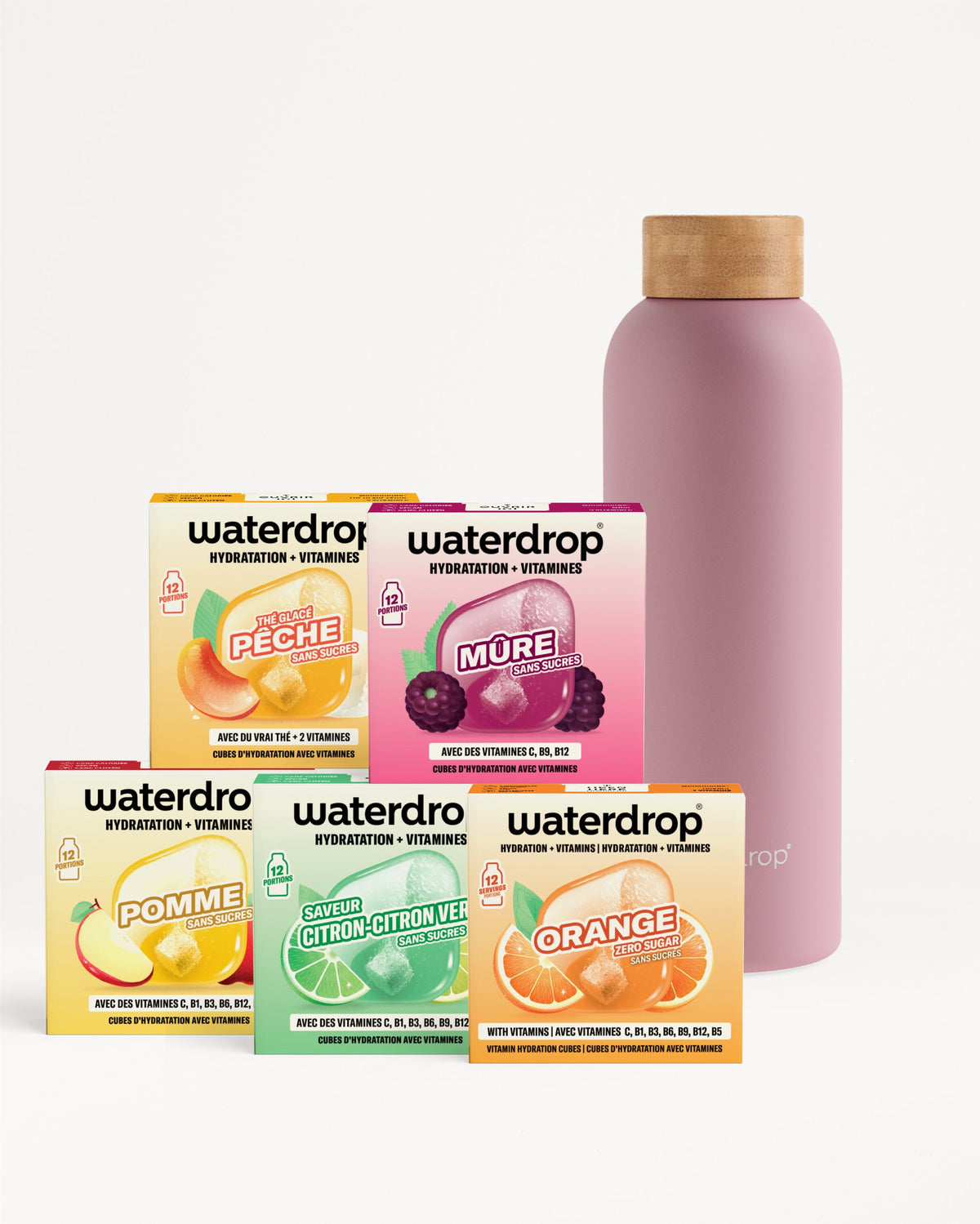 30 Days Starter Set Thermo Steel with five flavored vitamin cubes.