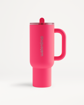 Gobelet Exploreur Thermo with handle and clear sliding lid.