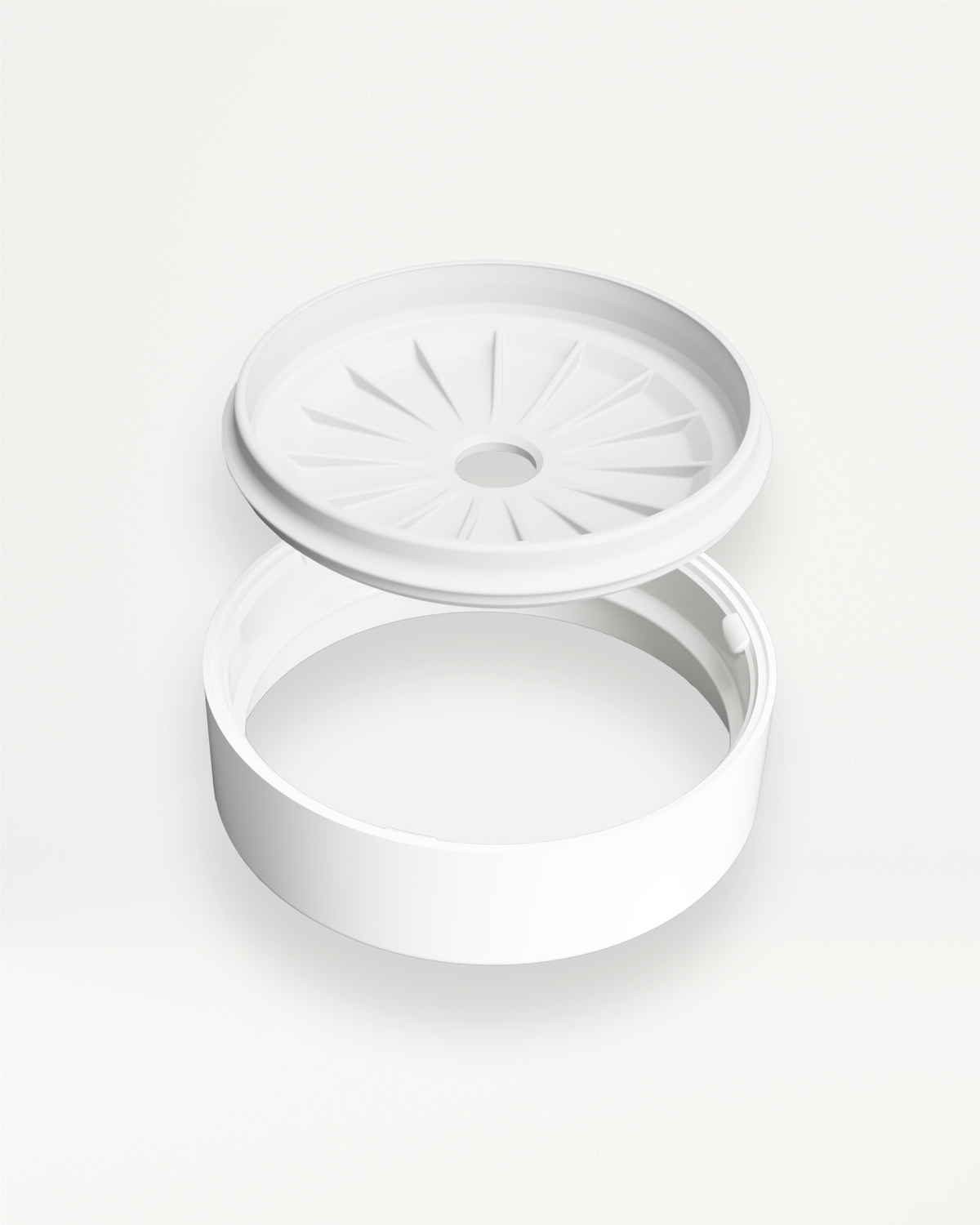 LUCY filter holder 10mm, exploded view, two-piece design.