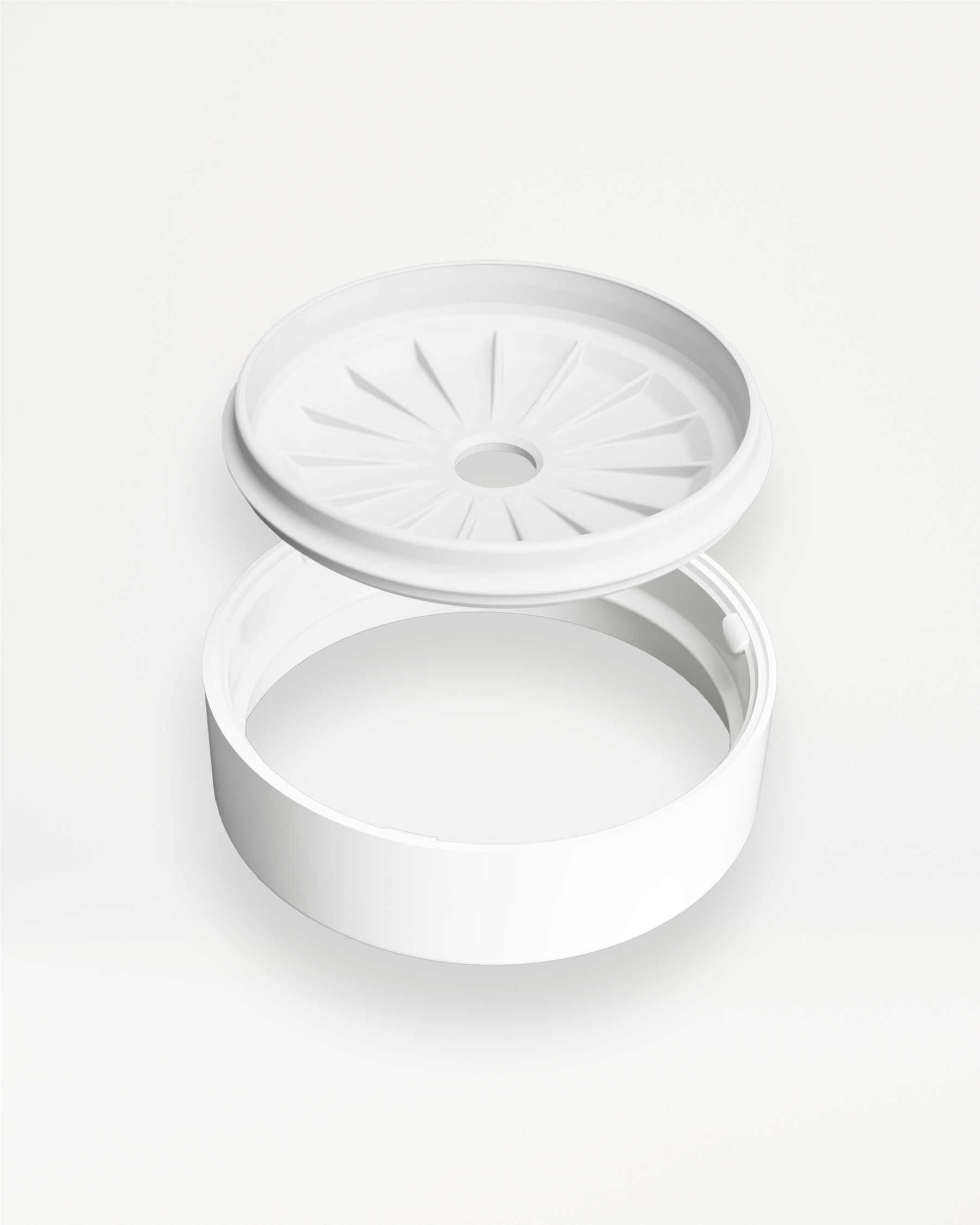 LUCY filter holder 10mm, exploded view, two-piece design.