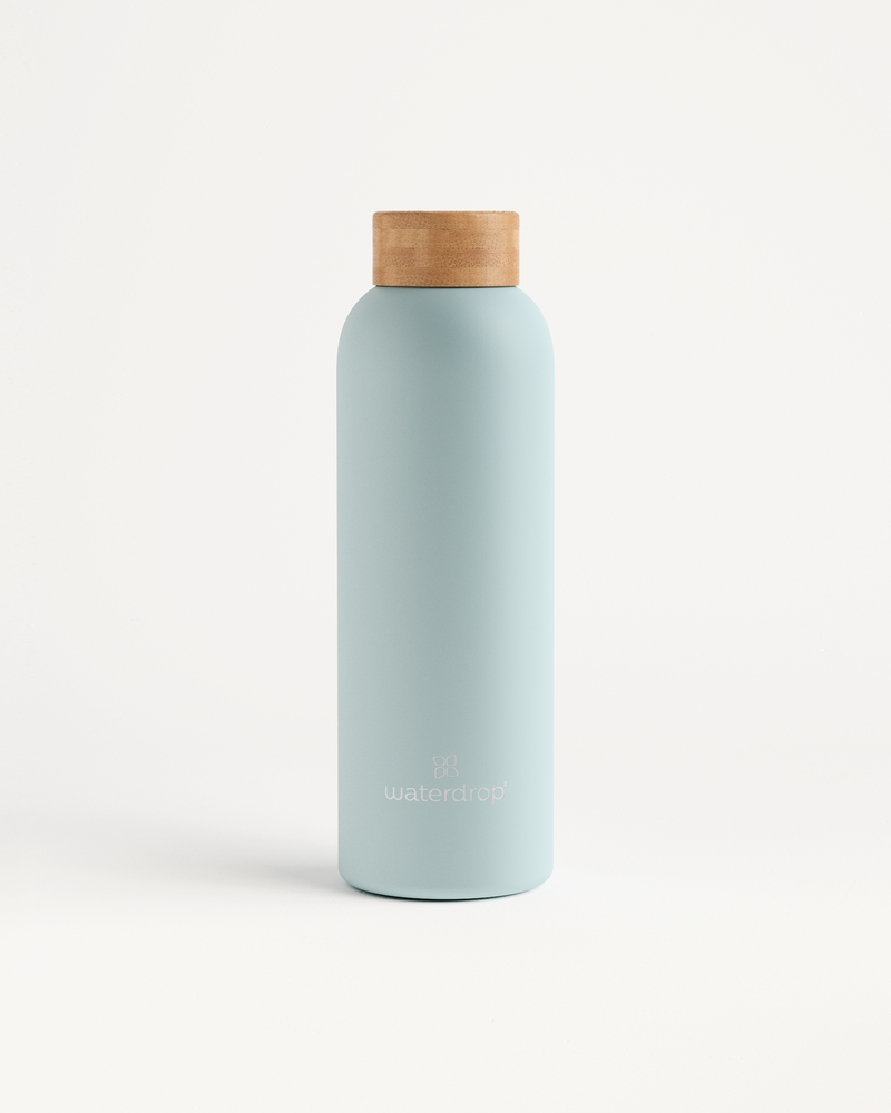 Bouteille Thermo Inox with brown cap.